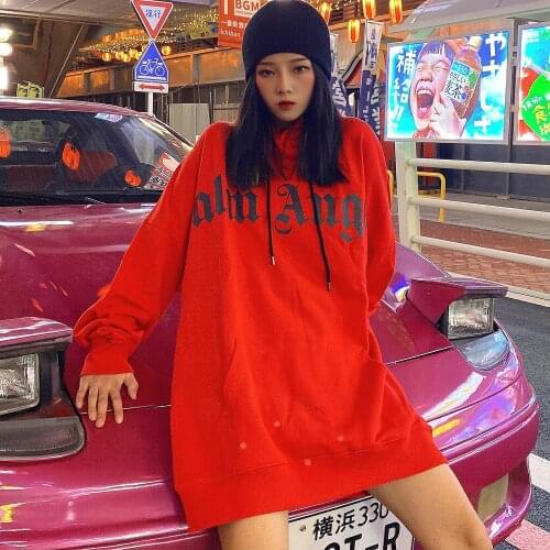 Palm Angels Letter Print Hoodies Sweatshirts Hedging Long Sleeve Mens Loose High Street Trend 89852