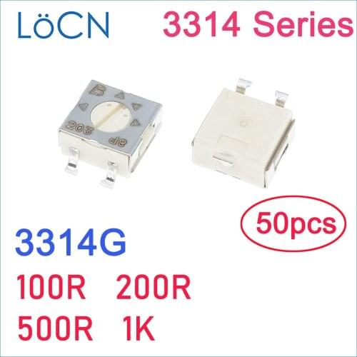 50PCS 3314G 4*4 100R 200R 500R 1K Trim Pot Trimmer Potentiometer 3314G-1-101E 3314G-1-201E 3314G-1-501E precise Variable BOURNS