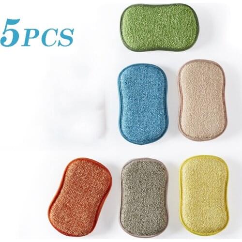 Thicken Double-layer Absorbent Microfiber Kitchen Tool Sponge Dish Towels Non-stick Oil Household Cleaning Cloth Wiping Towel