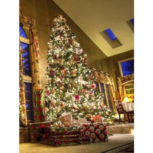 VinylBDS Christmas Photo Backdrops The Christmas Tree Gift Table 5x7ft(1.5x2.2m) Fundos De Estudio De Fotografia