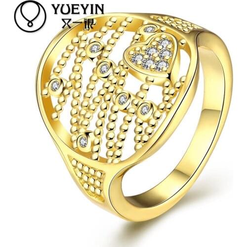 Yellow Gold color wedding ring for bridal gold-color rings Classic joias ouro Luxurious Nickle Free Antiallergic