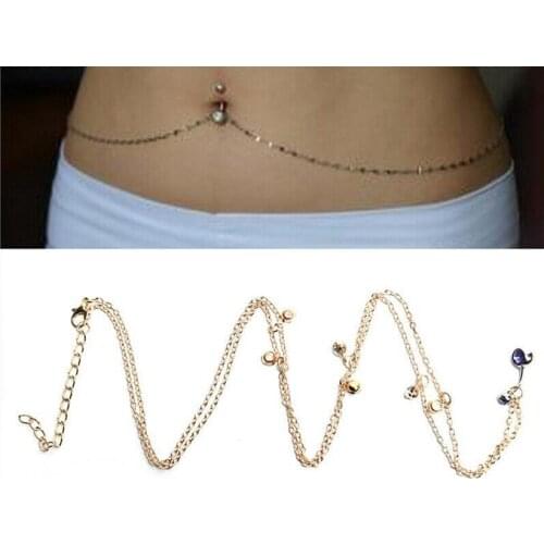 Women Rhinestone Pendant Belly Button Ring Dangle Navel Piercing Waist Chain body Piercing Accessories Jewelry