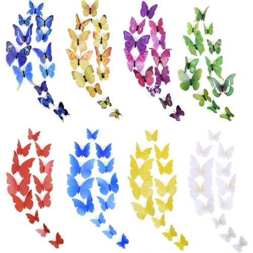 12Pcs 3D Butterflies Wall Stickers PVC/Paper Butterfly Sticker for Home Room Decor Kids Bedroom DIY Mariposas Wall Art Decals