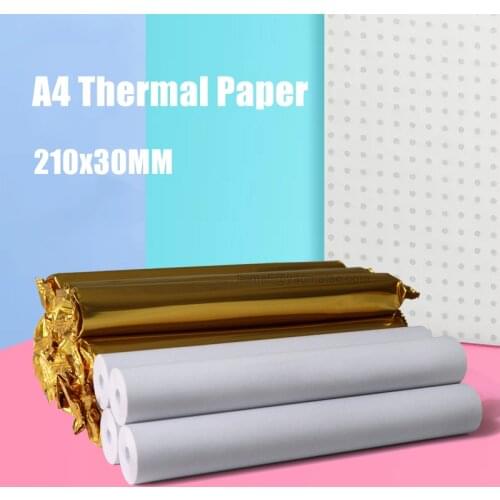 2 Rolls 210x30mm A4 Thermal Paper Photo Fax Printing Paper Potable Moblie Printer Paper A4 Size Printing Clear