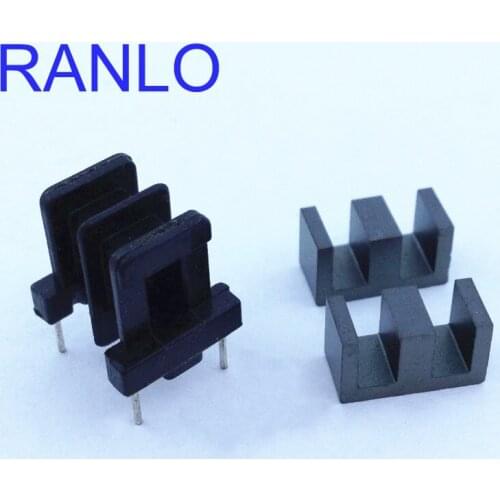 20sets/lot EE10 transformer bobbin magnet ferrite core PC40, horizontal 4Pin (2+2) double groove