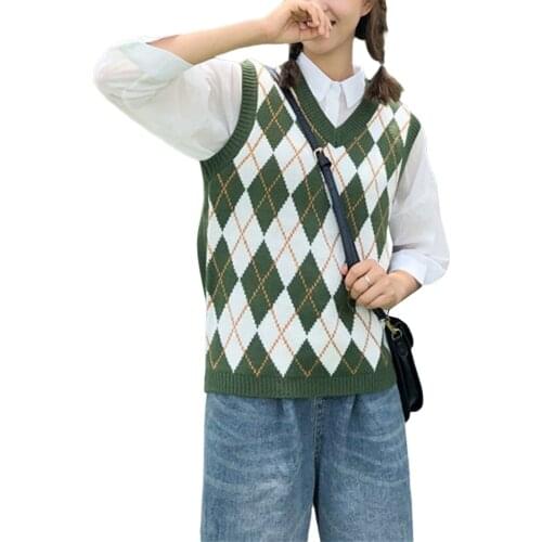 2020 Fashion Knitted Vest Sweaters Vintage Sleeveless Vents Female Waistcoat Chic Tops Winter Pullover Women Pink Sweater Vest