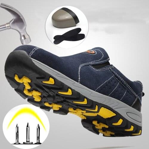 2020 Steel Toe Safety Work Shoes Mens Fashion Four Seasons Breathable Non-Slip Casual Boots Smash-Proof Safety Work Shoes
