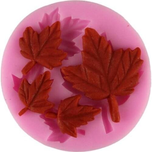 3 pieces/lot) Newest 4 cavities7 * 7* 0.9cm maple leaf shape sugarcraft fondant cake mold silicone candy pastry moulding tools