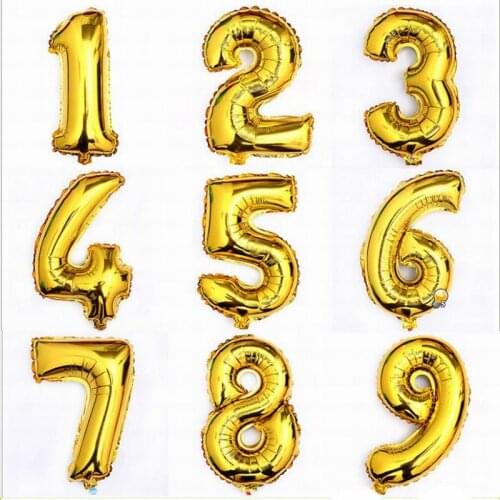 300pcs 16 / 40 inch 0-9 gold/silver foil number balloons birthday wedding party decoration helium inflatable balloon