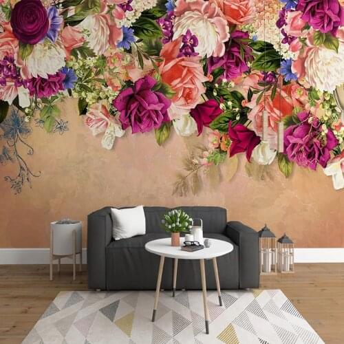 Custom 3D Wall Murals Retro Flower Roses Wall Painting Living Room TV Sofa Bedroom Home Decor Wallpapes Papel De Parede Sala 3 D