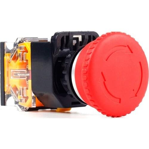 5 PCS Push button switch Emergency stop pushbutton Latching OR MomentaryWaterproof IP65 LA115-B8-02ZS