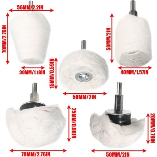 5 Piece Small Mushroom Shape Polishing Buffer Pad Car Glass Polishing Wheel with Metal Rod Attachment Polishing Buffing Tool Kit