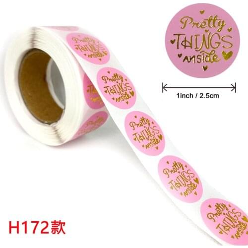500pcs Pink Pretty Things Inside Stickers Round Paper Gold Thank you stickers for Business Packaging Seal Labels Cute Stickers