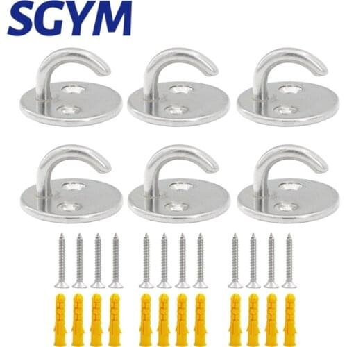 6Pcs Ceiling and Wall Hanging Hardware Accessory 304 Stainless Steel Eye Hook Plate Buckle for Yoga Hammock Swing Boat
