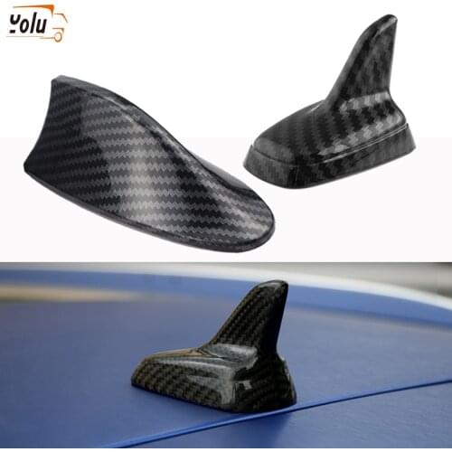 YOLU Car Shark Fin Antenna Carbon Fiber Auto Radio Signal Aerials Roof Antennas for BMW Car Styling Auto Car Decorative Antennas