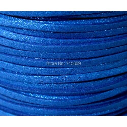 Free Ship 100 Meters 10mm x 1.5mm Metallic Royal Blue Flat Faux Suede Leather Cord For Necklace and Bracelet