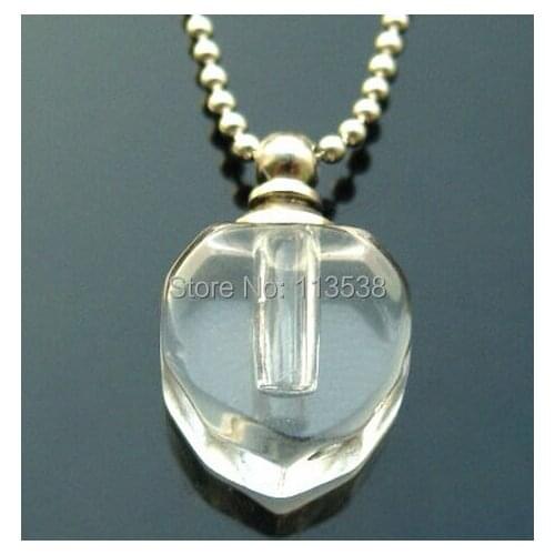 Ship Free! 20pcs/lot Clear Crystal small heart Miniature Perfume vial bottle rice charms Screw Cap Essential oil pendant