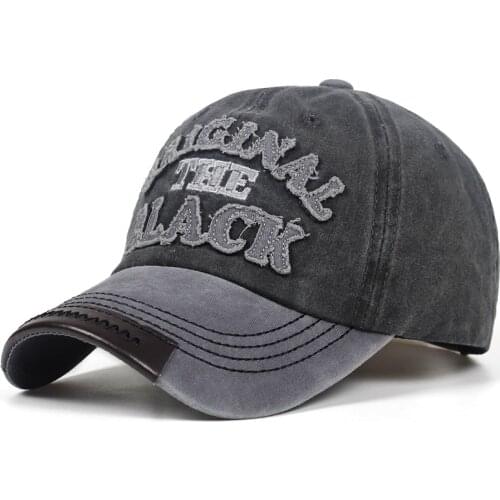 Hot Retro Washed Baseball Cap Fitted Cap Snapback Hat For Men Bone Women Gorras Casual Casquette Letter Black Cap