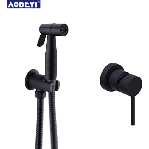 Black Bidet Toilet Handheld Bidet Spray Brass Hot & Colde Bidet Faucet Shattaf Shower Sprayer Hold Hose