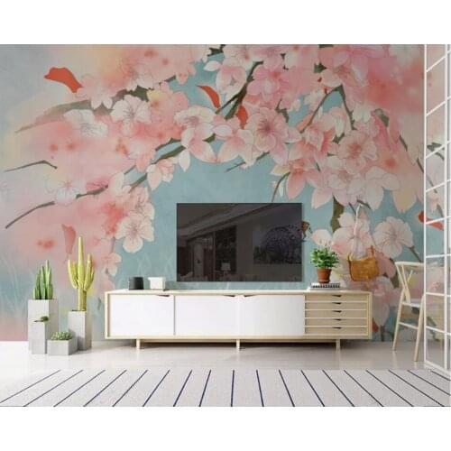 Peach Blossom Flower Wallpaper for Walls 3 D Wall Mural Decals 3D Art Wall Papers Roll Printed Photo Wallpapers Contact Paper