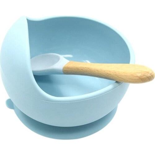 Baby Silicone Tableware Strong Sucker Children Bowl Spoon Set Children Sucker Bowl Baby Food Bowl Random Color
