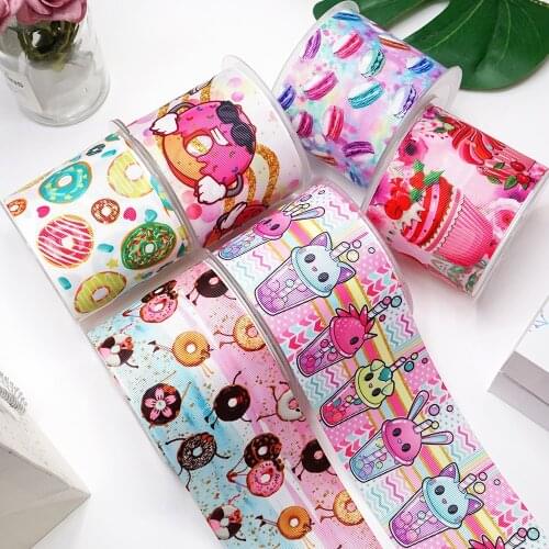 DIY Cartoon Dessert Printed Grosgrain Ribbon For Craft Supplies Sewing Accessories 5 Yards. 43893