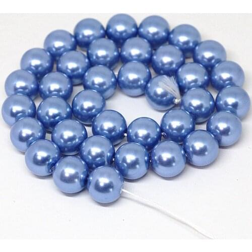Hot sale wholesale blue round imitation shell pearl loose beads 4,6,8,10,12,14mm high quality jewelry making 15inch B1611