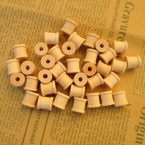 Free Shipping minimum size 50pcs wholesale 12*11mm Natural color Wooden Bobine Classic style DIY tool wood roll Spool 015020001