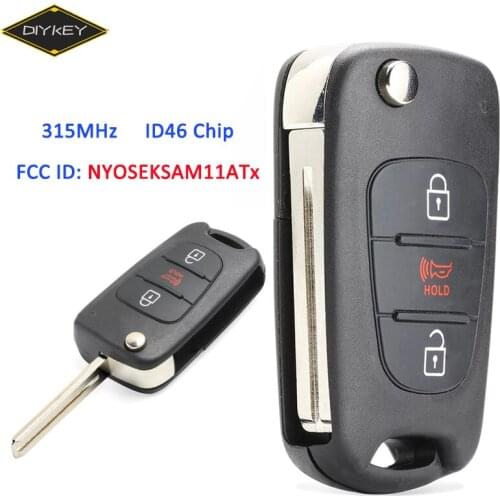 DIYKEY 2+1 3 Button 315MHz ID46 Chip FCC: NYOSEKSAM11ATX Keyless for Kia Sportage 2010 2011 2012 2013 Flip Remote Key Fob