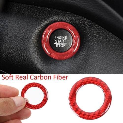 Real carbon fiber one-button start switch cover trim For Jeep Cherokee 2014-2020 Commander