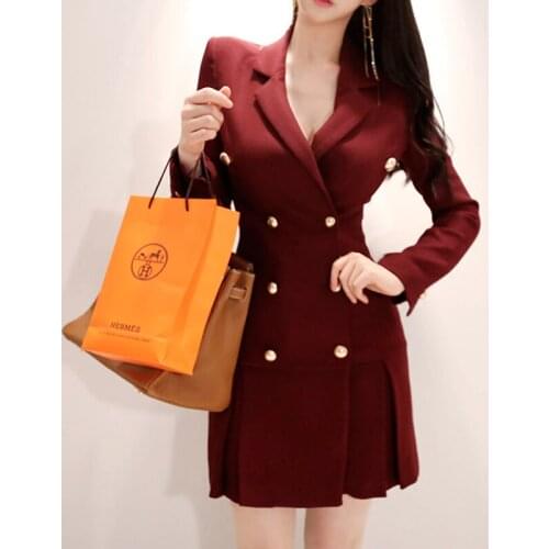 Summer Dress Women Blazers Double-breasted V Collar Mini Dress Suits Sexy Short Sleeve Blazers Fashion Office Lady
