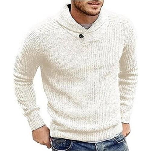 Men Autumn Winter Lapel Collar Long Sleeve Thick Warm Knitted Fashion Casual Loose Pullover Sweater Male Pullovers Streetwear