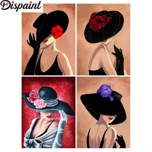 Dispaint Full Square/Round Drill 5D DIY Diamond Painting "Beauty hat scenery" 3D Embroidery Cross Stitch 5D Home Decor Gift