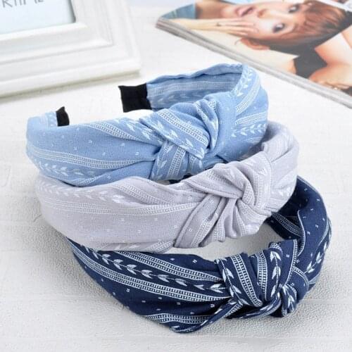 2020 New Women Hairband Bowknot Wide Cross Knotted Head band Girl Fashion Bezel Fabric Headband Multicolor Lady Hair Accessories