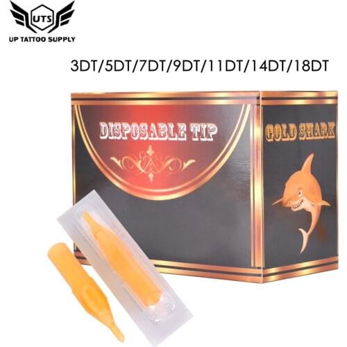 50pcs/box Disposable Sterile Tattoo Tip Short DT Tattoo Accessories Yellow Plastic Tip Tattoo Coil Machine Tips Nozzle Supplies