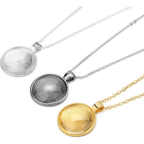 2Pcs 25mm 30mm Necklaces Pendants Base Cabochon Cameo Setting Blank Tray Lobster Clasps Necklace Findings Diy Jewelry Supplies