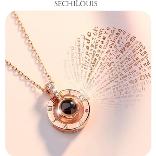 Custom Couples Photo Pendant Necklaces 100 Languages I Love You Necklace Projection Memory Lovers Jewelry necklaces for women