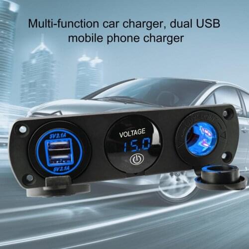 Panel Charger Multipurpose Dual USB 12-24V Voltmeter Car Charger for Phones Auto Replacement Parts Starting Systems