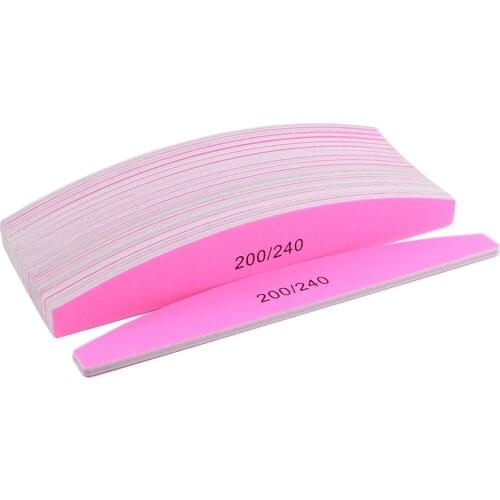 50Pcs/lot Nail File Pink 200/240 Sandpaper nagelvijl Boat Shape limas para manicura UV Gel Nail Polish Tools for Manicure Salon