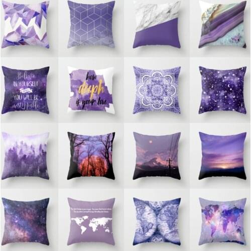 Pillow Cushion Nordic Sofa Plush Pillow Purple Pattern Cushion Office Siesta Pillow Cushion Living Room Decoration