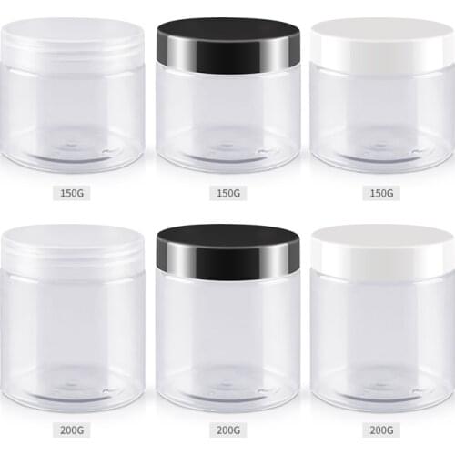 150g 200g X 24 transparent empty cosmetic cream bottles, clear PET jar container for cosmetics packaging ,skin care pots tin