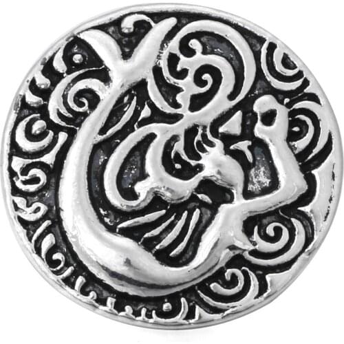 10pcs/lot New 18mm Snap Button Jewelry Beauty Mermaid Metal Snap Buttons Bracelet Fit DIY Snap Jewelry