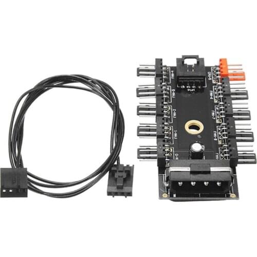 12V 10 Way 4pin PWM Fan Hub Speed Controller Regulator For Computer Case With PWM Connection Cable CPU Fan Dedicated Interface