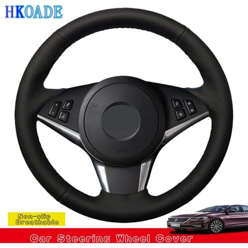 DIY Hand-stitched Black High Soft Artificial Leather Car Steering Wheel Cover For BMW E63 E61 (Touring) 530d E60 2003-2010 E64