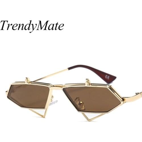 2018 sunglasses New Fashion Ladies Punk sunglasses Ma'am triangle Hollow Metal Frame sunglasses Men sunglasses UV400 5253T
