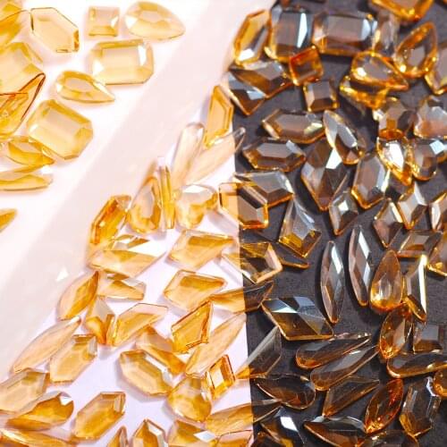 Nail DIY Diamond Stone Strass 50Pcs Champagne Crystal Glass Rhinestones For 3D Nails Art Decorations Bright Jewelry