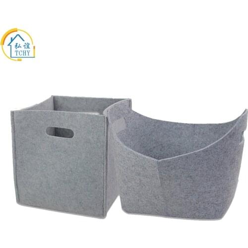 TCHY Organizer Felt Storage Basket Non-Woven Grocery Folden boxes for Toys Fruit Recycled Wool Laundry Basket Dirty Clothes Bags