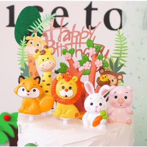 Happy Birthday Cake Topper Jungle Safari Animals Cake Decor Lion 1St Birthday Baby Shower Happy bIrthday Party Decor