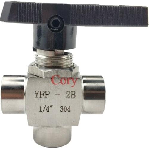 1PC Three-way Ball Valve Female Thread G1/8" G1/4" G3/8" G1/2" G3/4" BSP stainless steel 304 high pressure high temperature