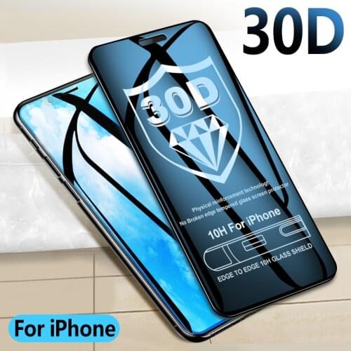 30D Tempered Protective glass on For iPhone 12 11 Pro Xs Max Glass iPhone X XR Screen Protector iPhone 8 7 6 6s Glass Full Cover